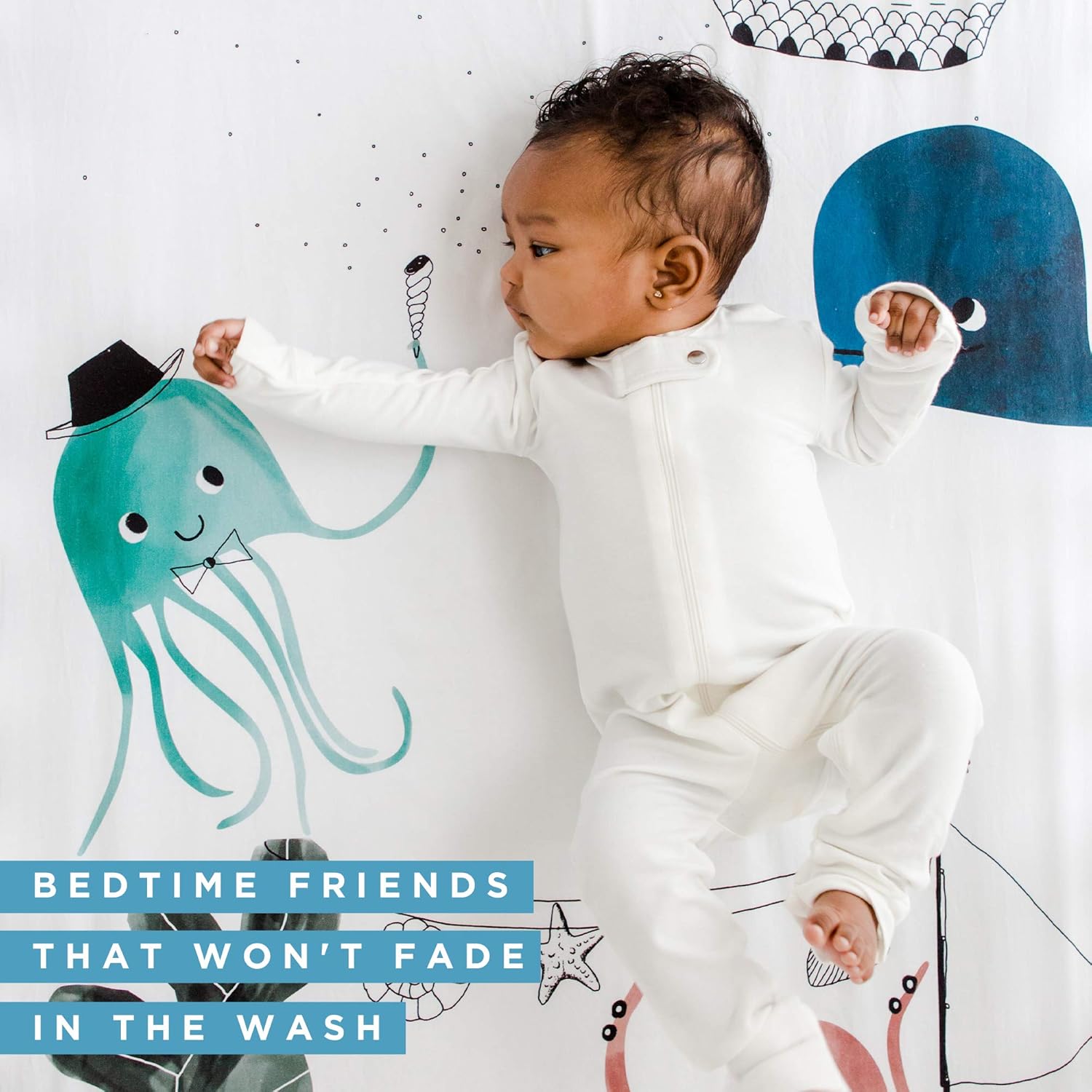 Rookie Humans Ocean Themed Crib Sheet with Underwater Print