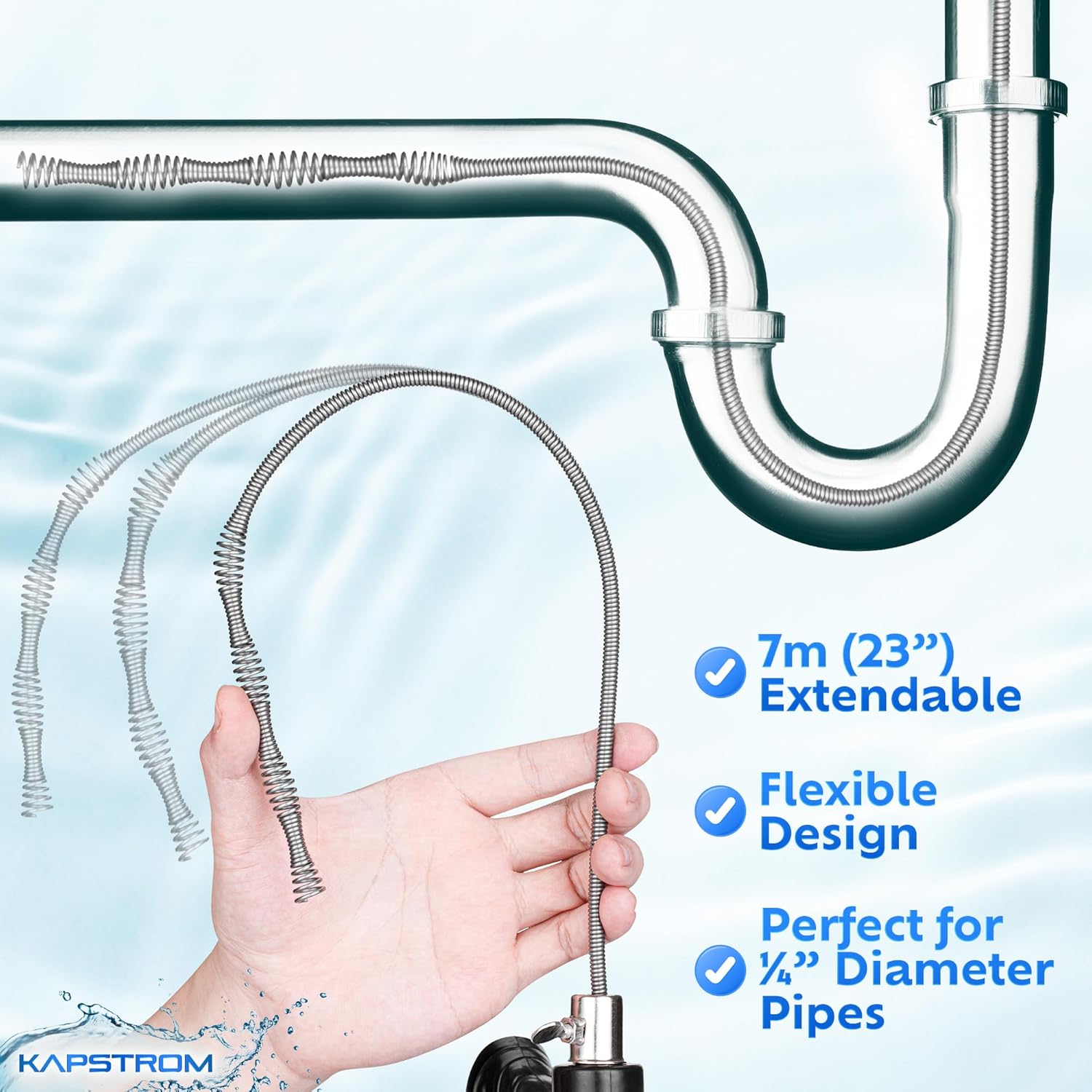 Kapstrom Drain Snake 05 Inch Heavy-Duty Clog Remover for Kitchen Bath