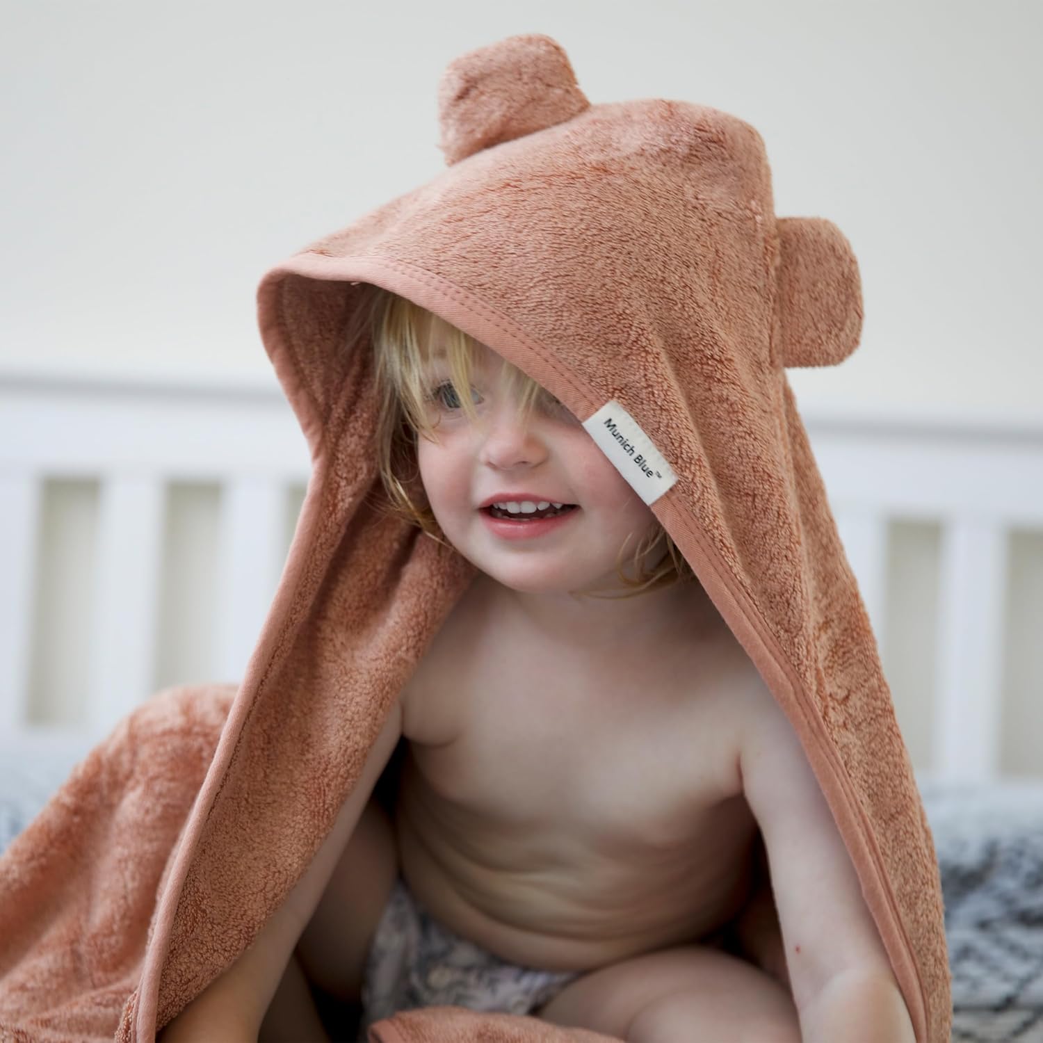 Munich Blue Toddler Bath Towel with Bear Ears