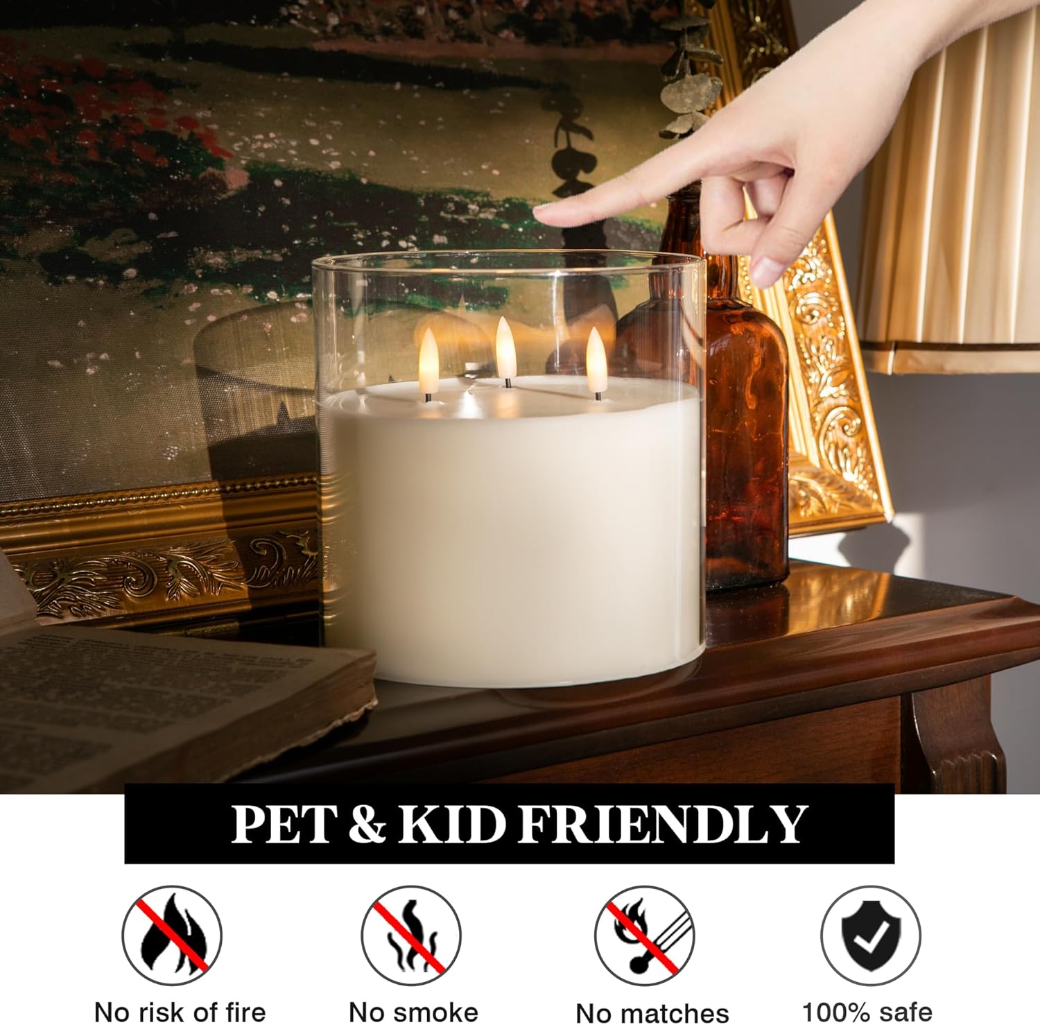 AFINETH Extra Large Flameless Candles with 3 Wicks 1