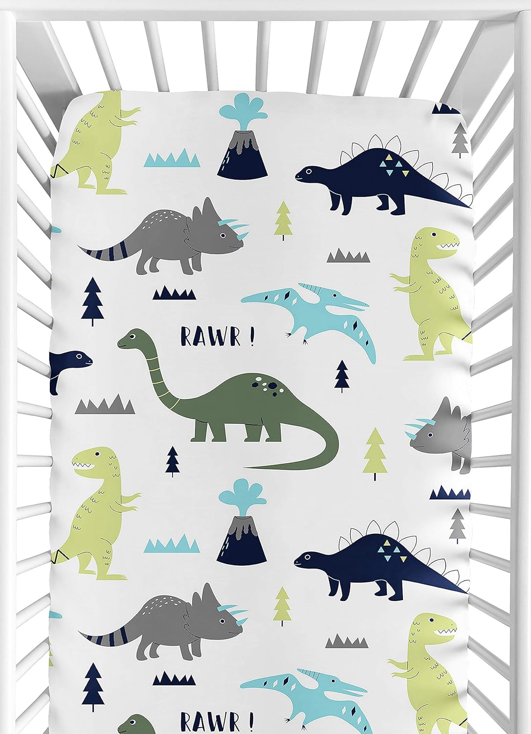 Sweet Jojo Designs Modern Dinosaur Crib Sheet Set 2pc