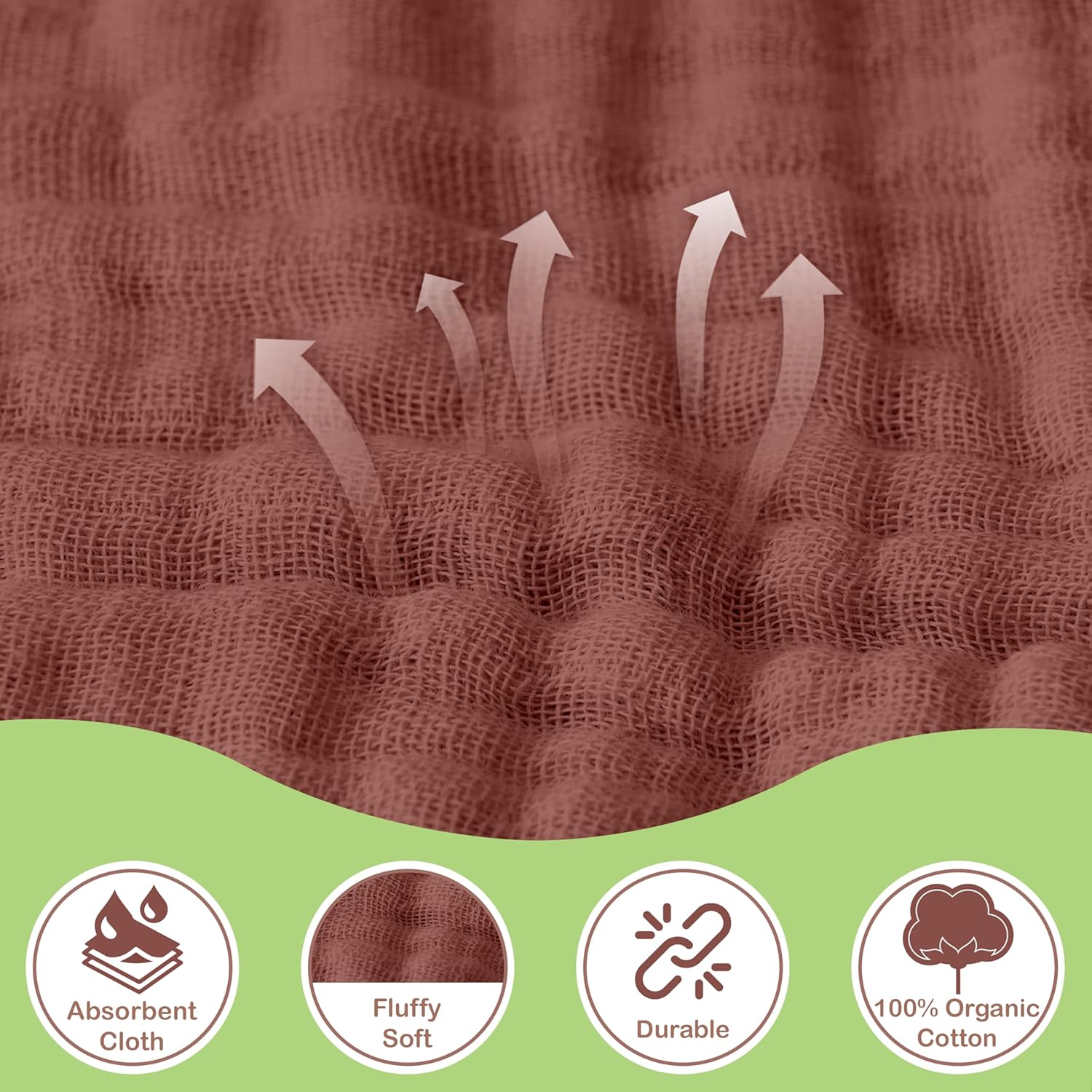 Organic Cotton Muslin Baby Hooded Towels - 2 Pack 32x32 Inch