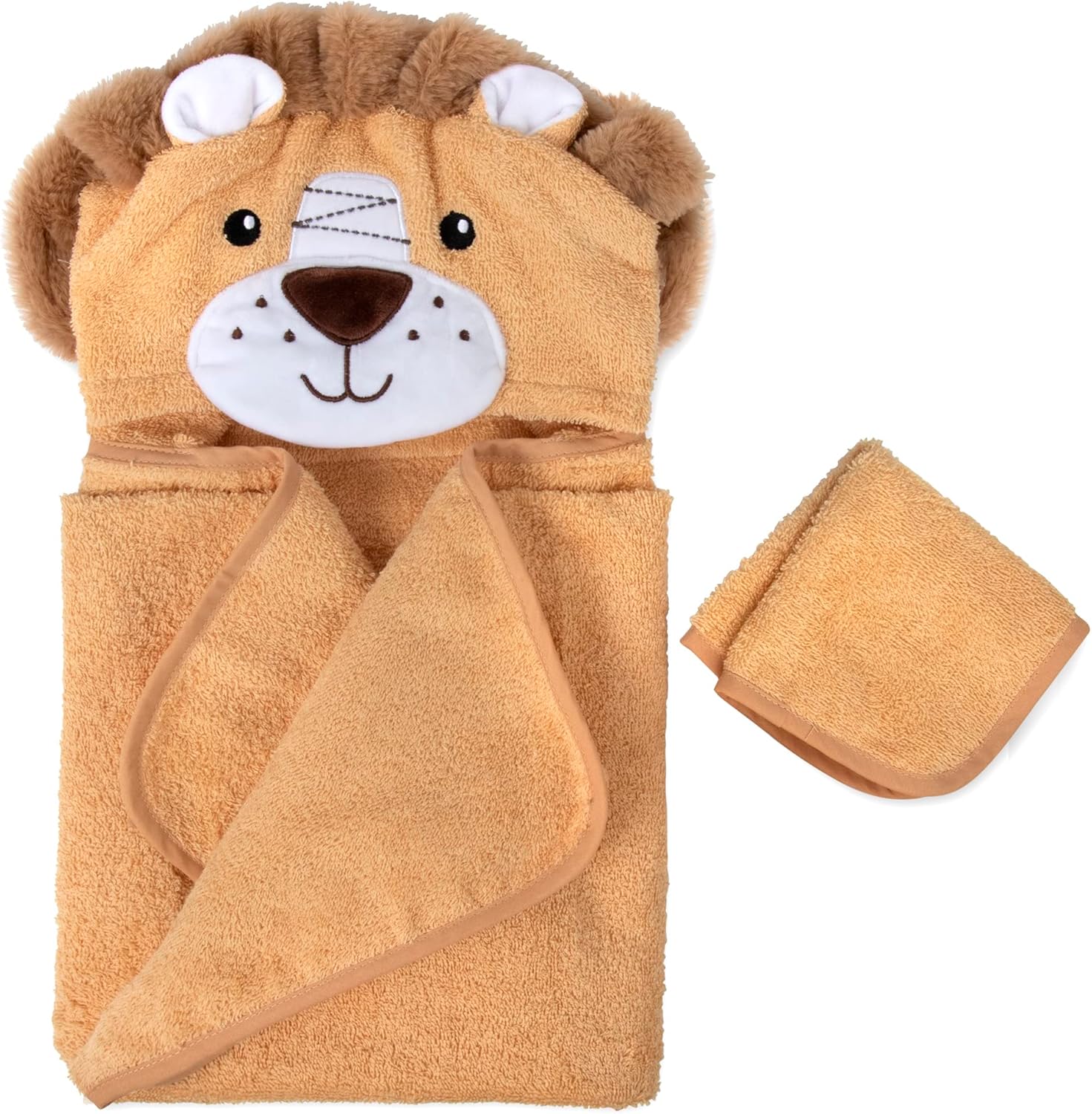 Baby Animal Hooded Towel and Washcloth Set - Lively Little Lion