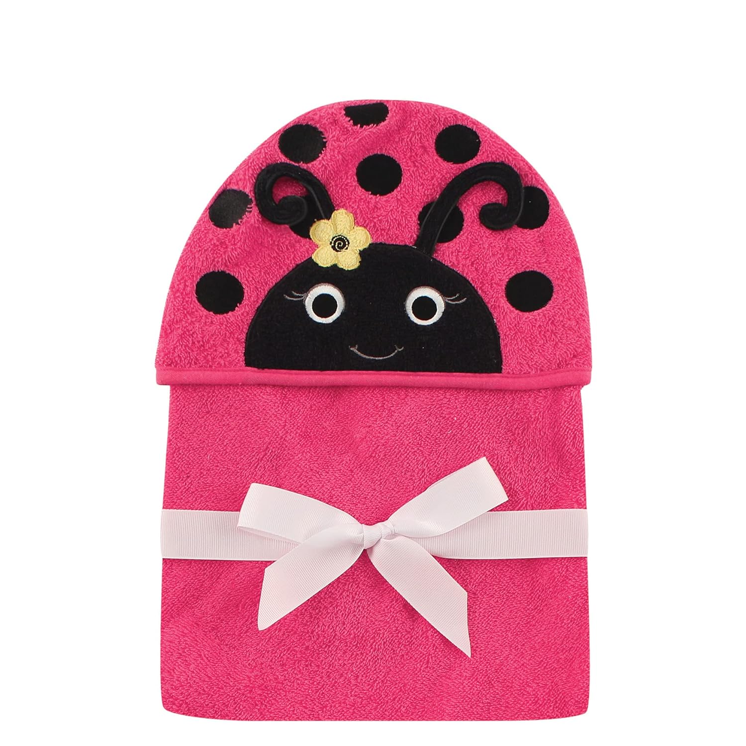 Hudson Baby Unisex Baby Animal Face Hooded Towel - Ladybug