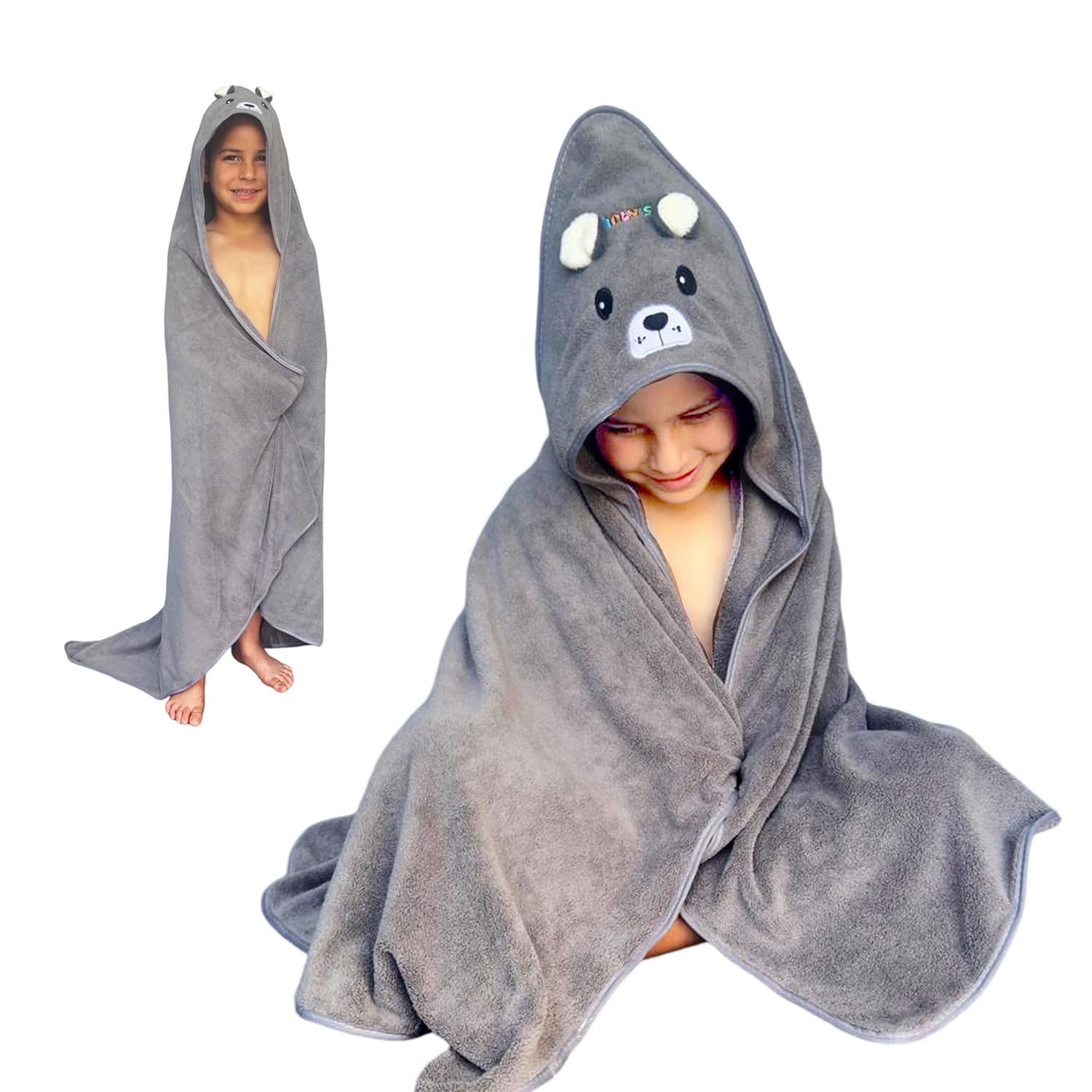 Iolys Hooded Baby Bath Towel 41x41 Large Grey