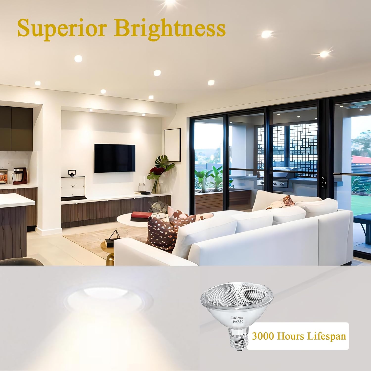 Lachesan PAR30 Halogen Flood Light Bulbs 6pcs 120V Dimmable 2700K Warm White