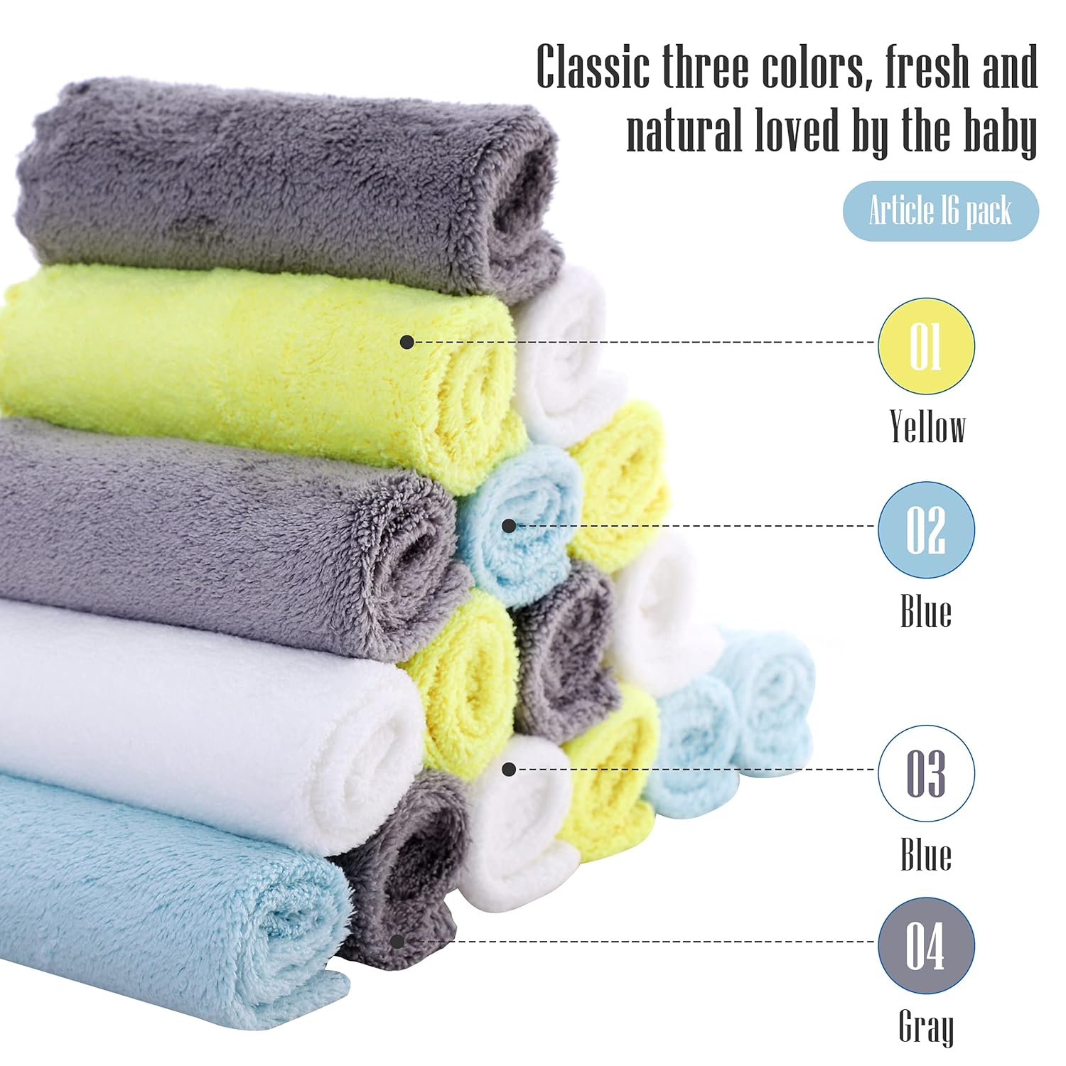 Cute Castle Ultra-Soft Baby Washcloths 16 Pack