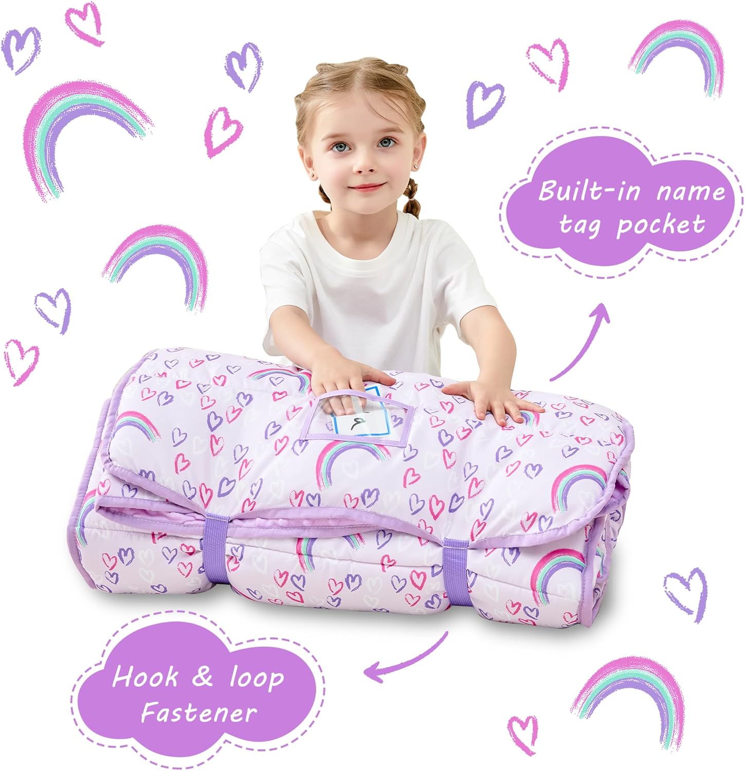 Toddler Nap Mat with Pillow and Blanket Travel-Friendly