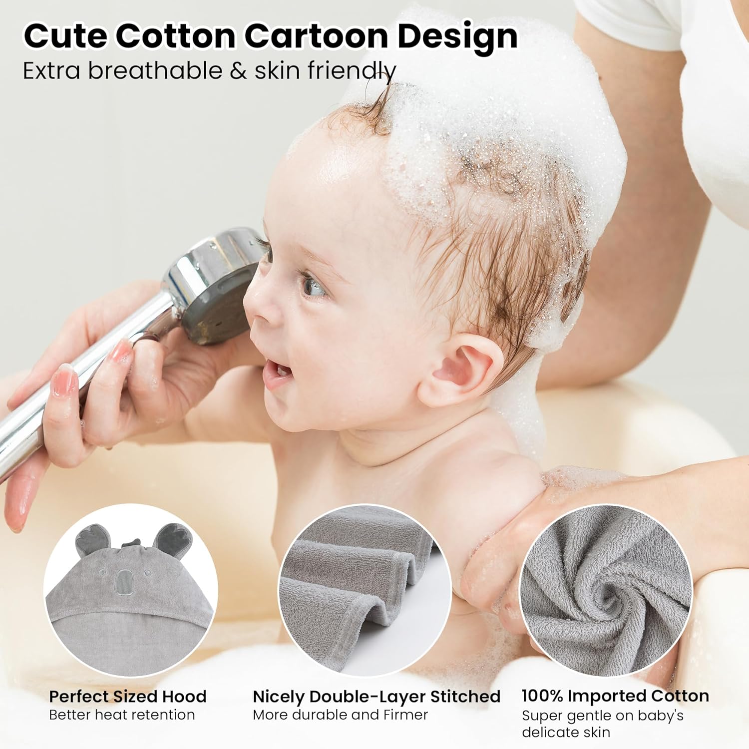 Viviland 2 Pack Hooded Baby Towels - Soft 100 Cotton 1