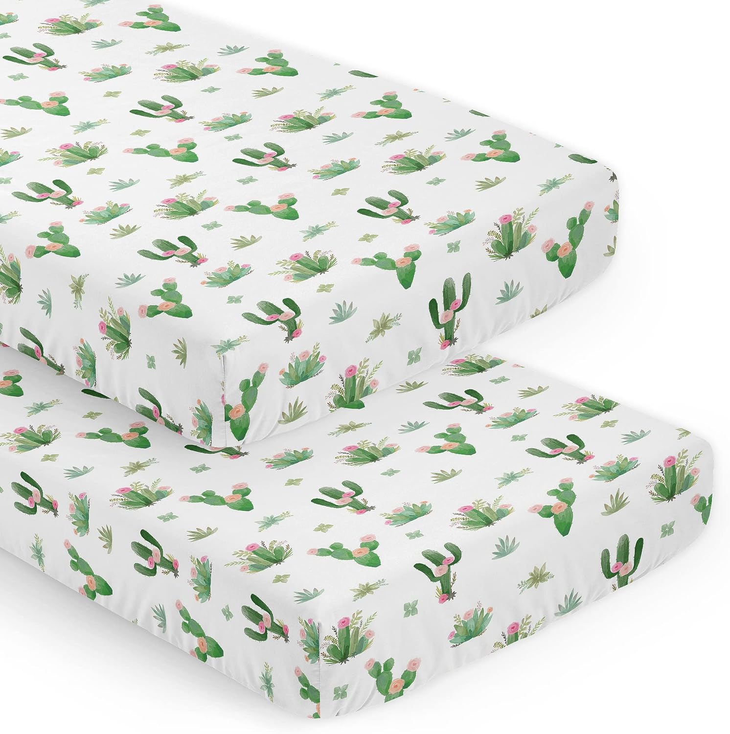 Sweet Jojo Designs Boho Floral Cactus Crib Sheet Set 2pc