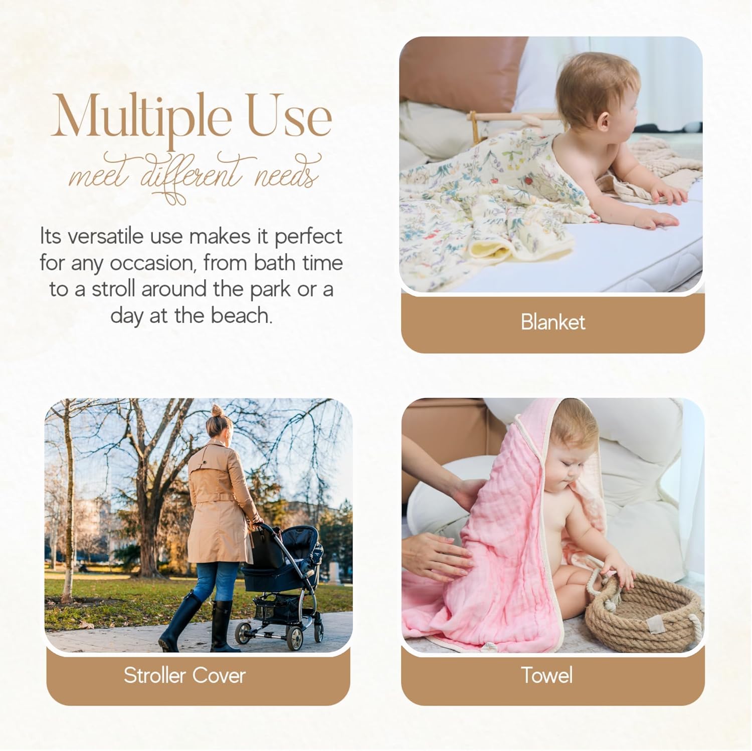 HardNok 4-Piece Ultra Soft Muslin Baby Towel Set