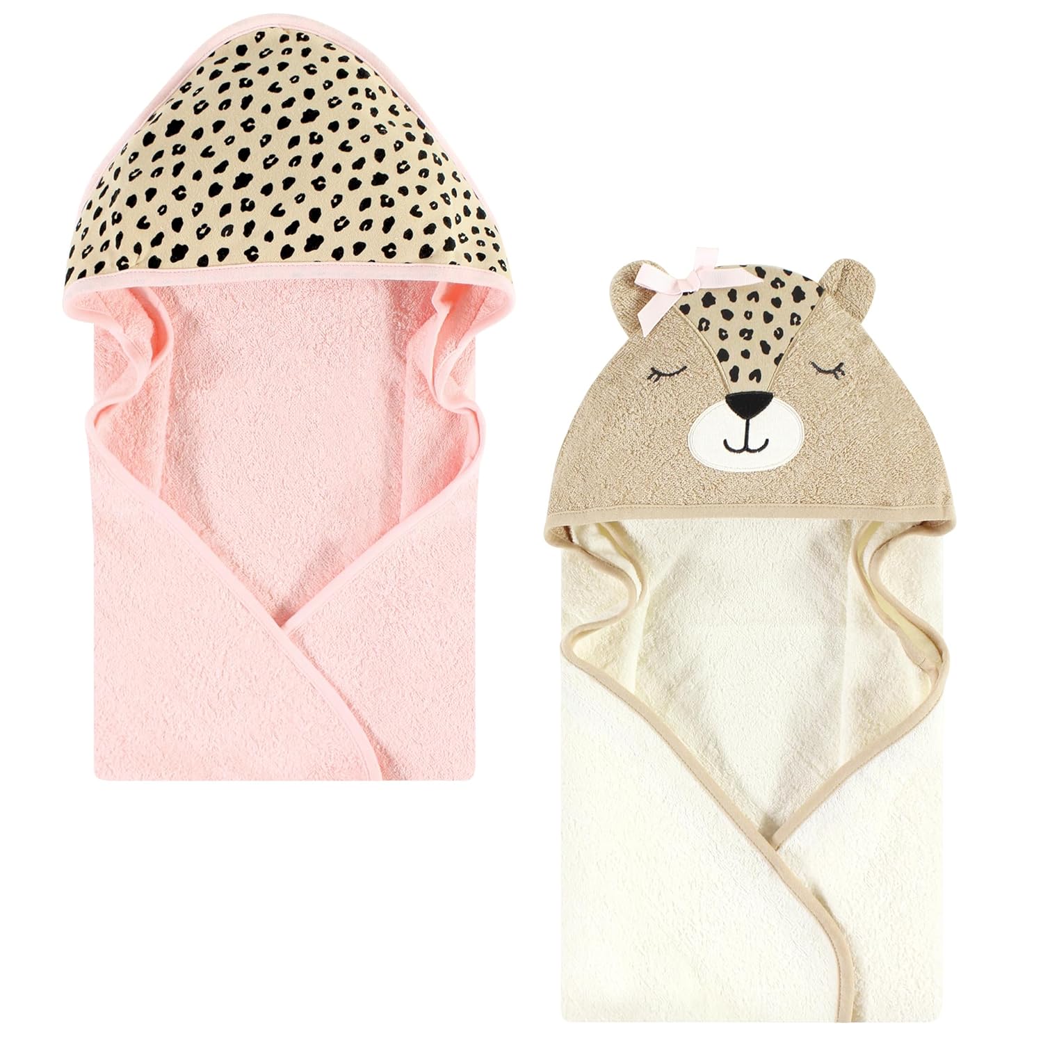 Hudson Baby Cheetah Face Hooded Towel One Size