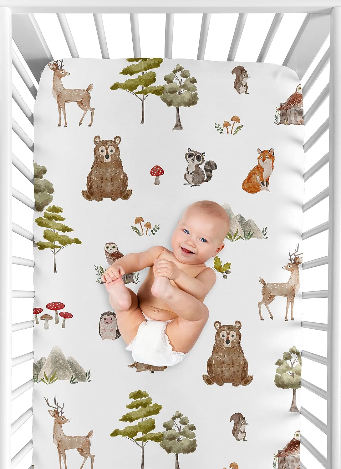 Sweet Jojo Designs Woodland Forest Animals Crib Sheet 1