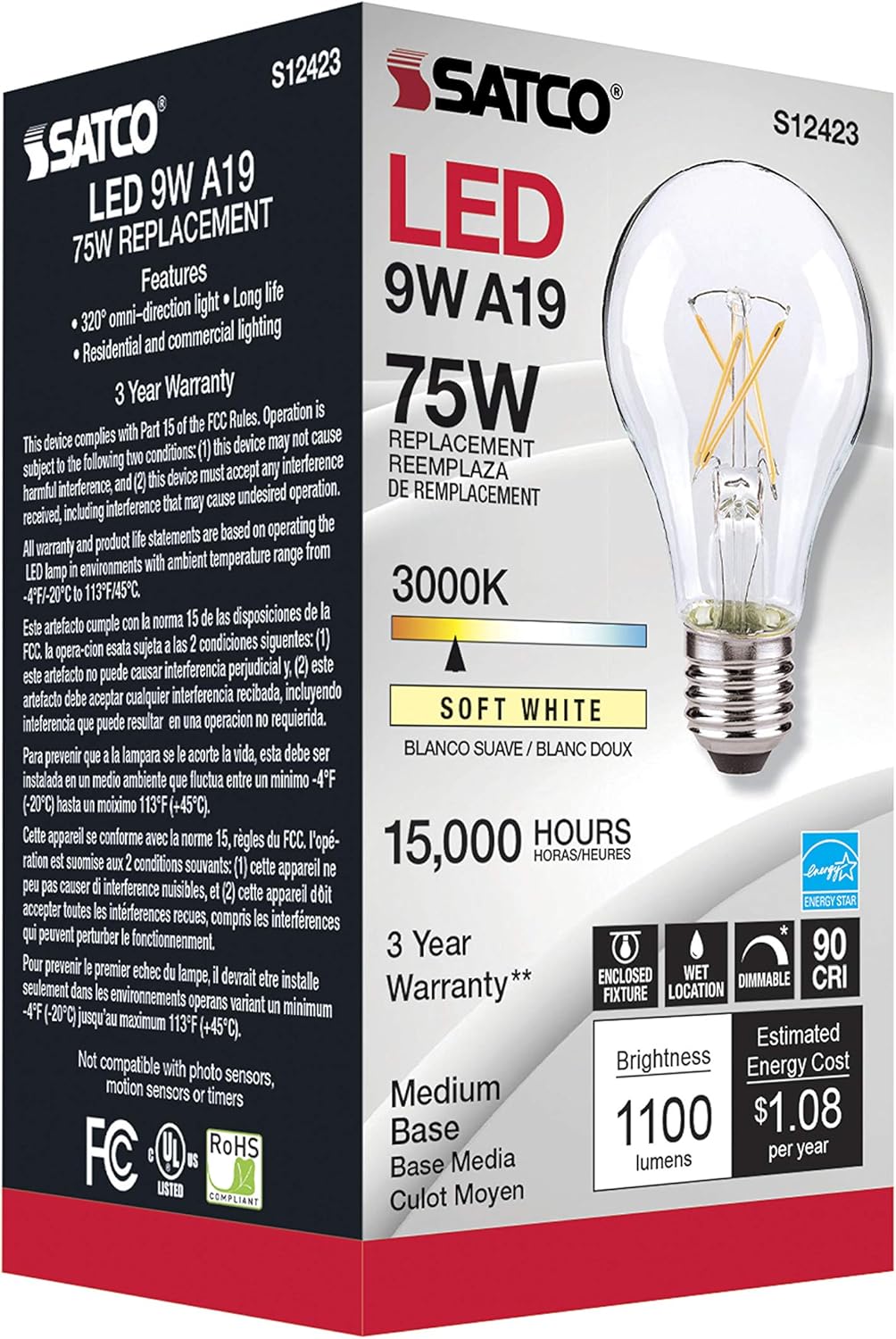 Satco 105W Flush Mount LED Light Bulb 1