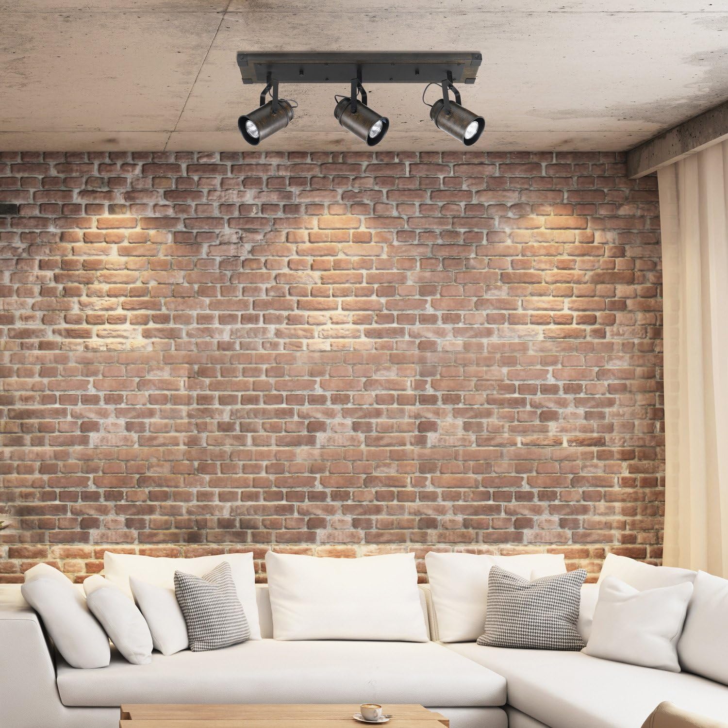 Globe Electric 3-Light Track Lighting with Dark Wood and Metal Finish