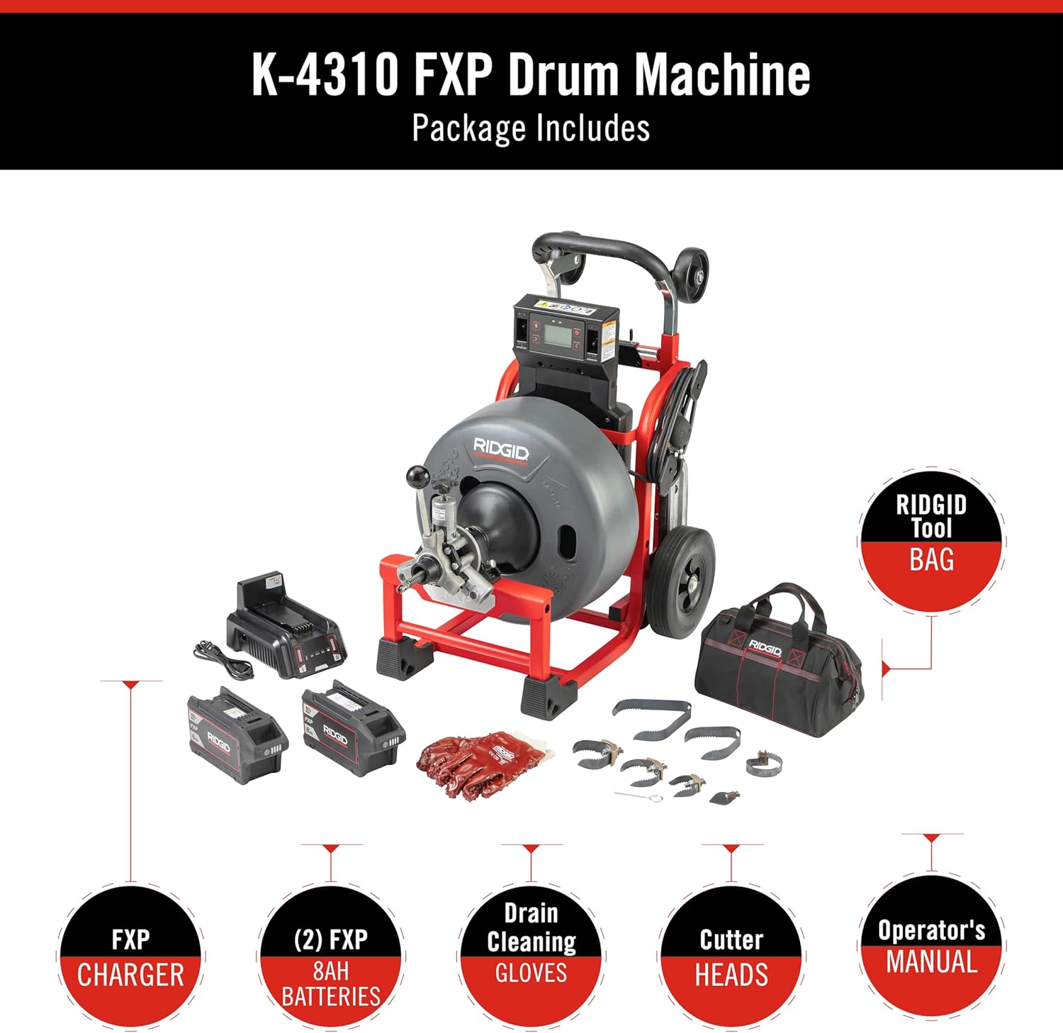 RIDGID K-4310 Drum Machine with AUTOFEED and Cable Counter
