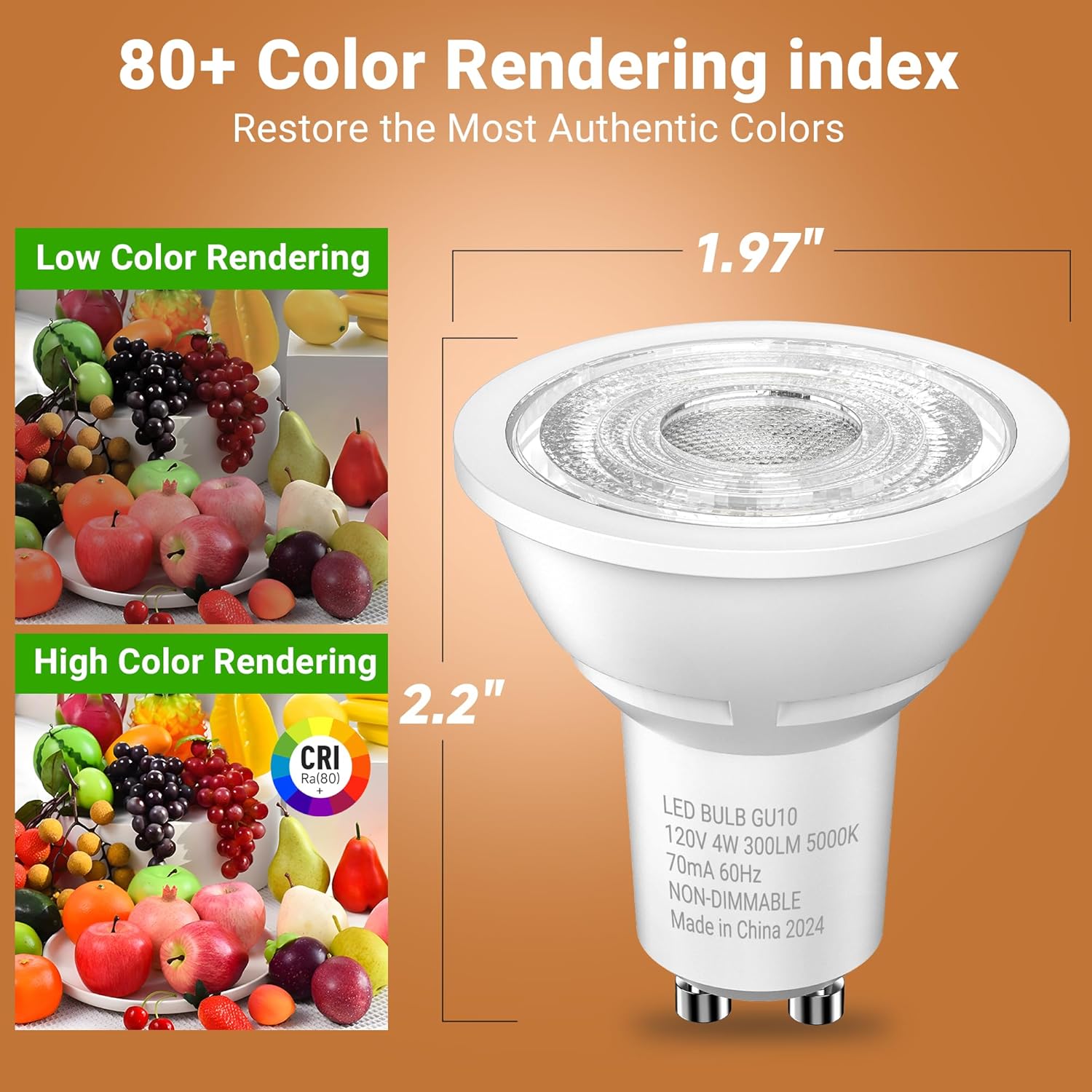 TJOY 12 Pack GU10 LED Bulbs 5000K Daylight 4W Non-Dimmable