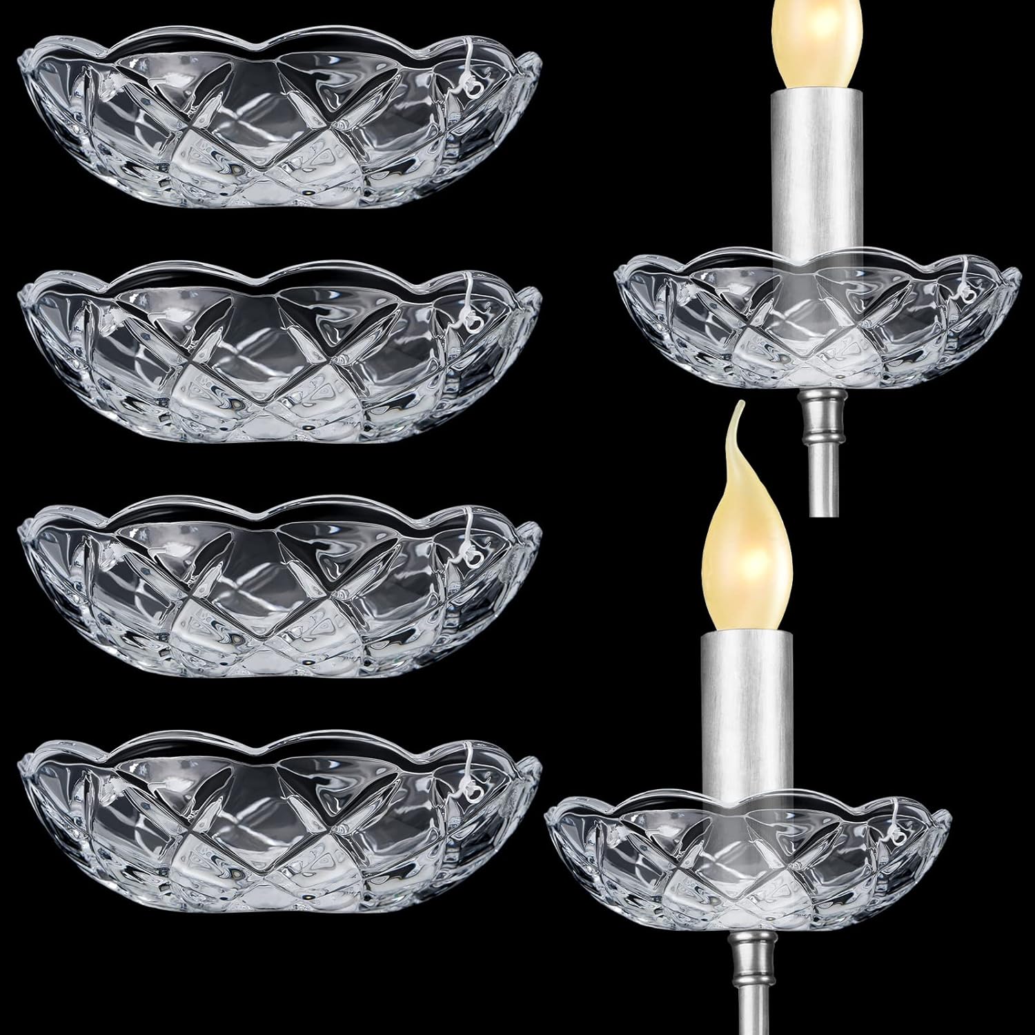 Bonuci 6 Pcs Crystal Chandelier Bobeche Replacement