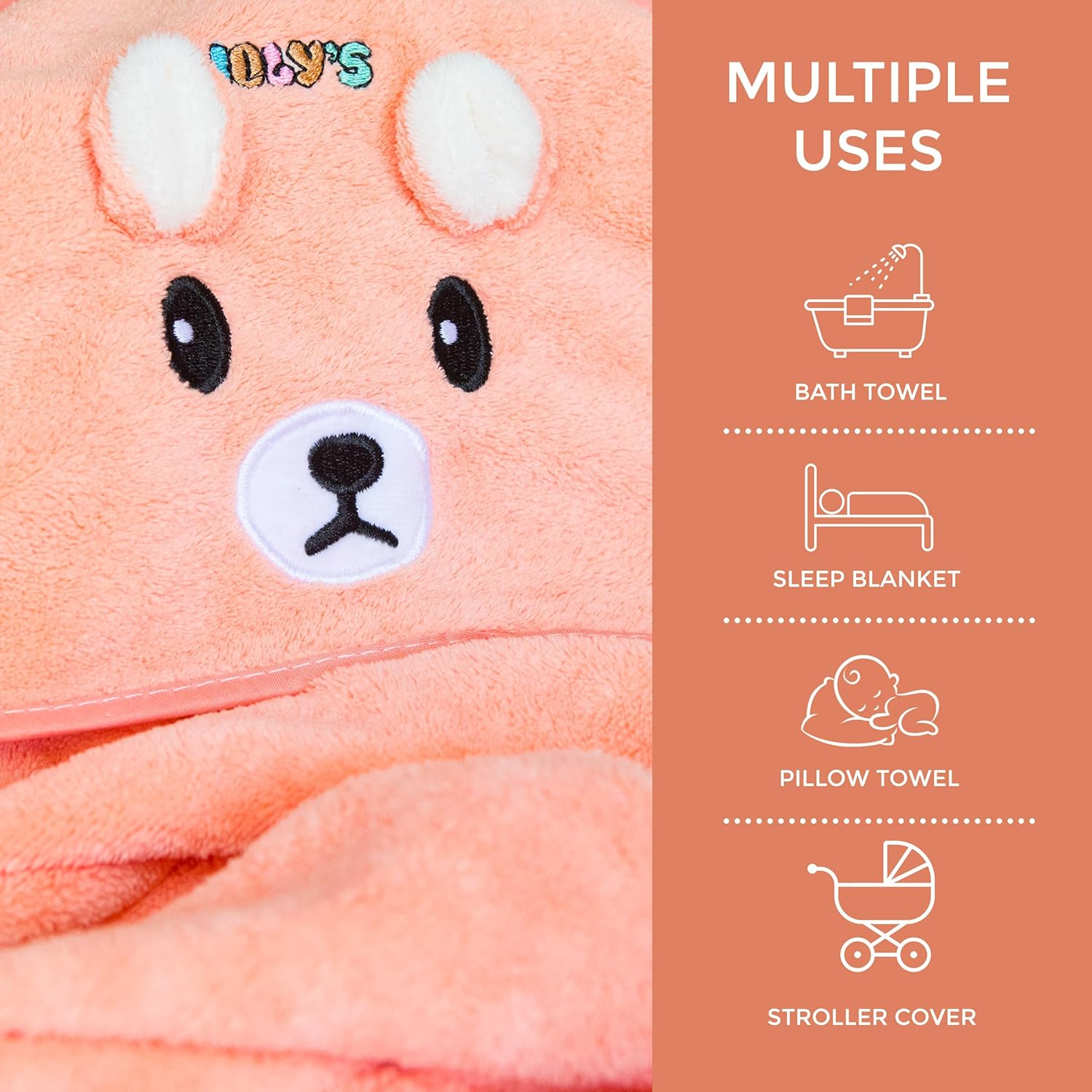 Iolys Hooded Baby Bath Towel Large 41x41