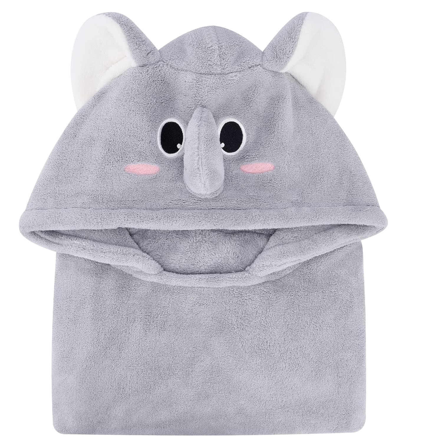 Bebamour Baby Bath Towel Set with Grey Elephant Design