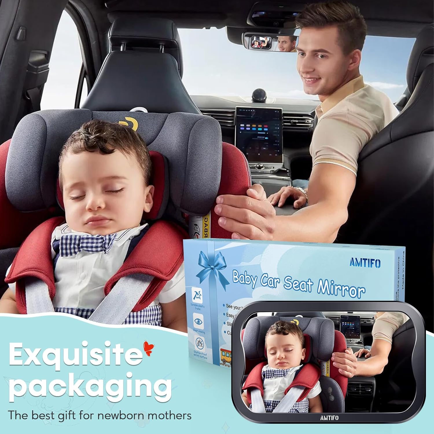AMTIFO Baby Car Mirror 2-Pack for Two Seats