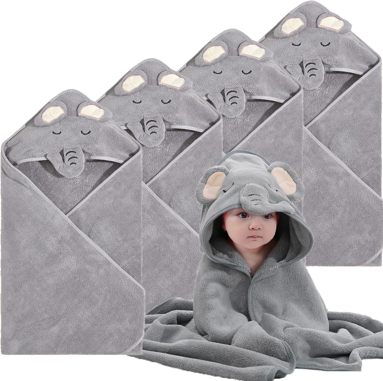 Kmilro Baby Hooded Towels 4 Pack Unisex
