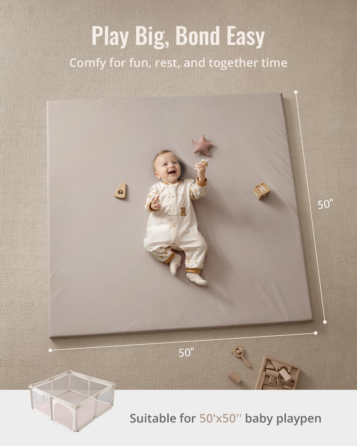 Blissful Diary Vegan Leather Baby Play Mat 50x50