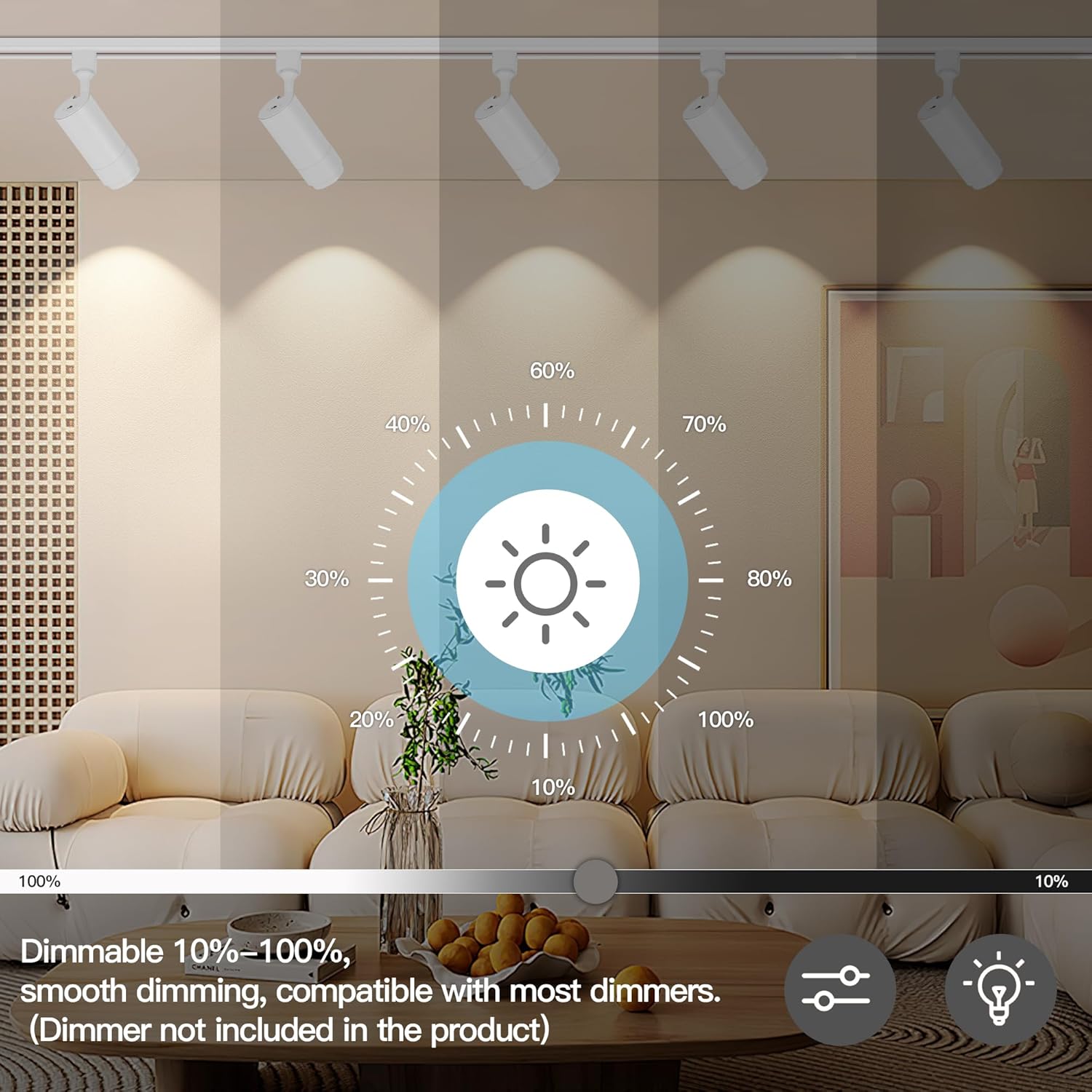 5CCT LED Track Light Heads 12W Dimmable 4Pack