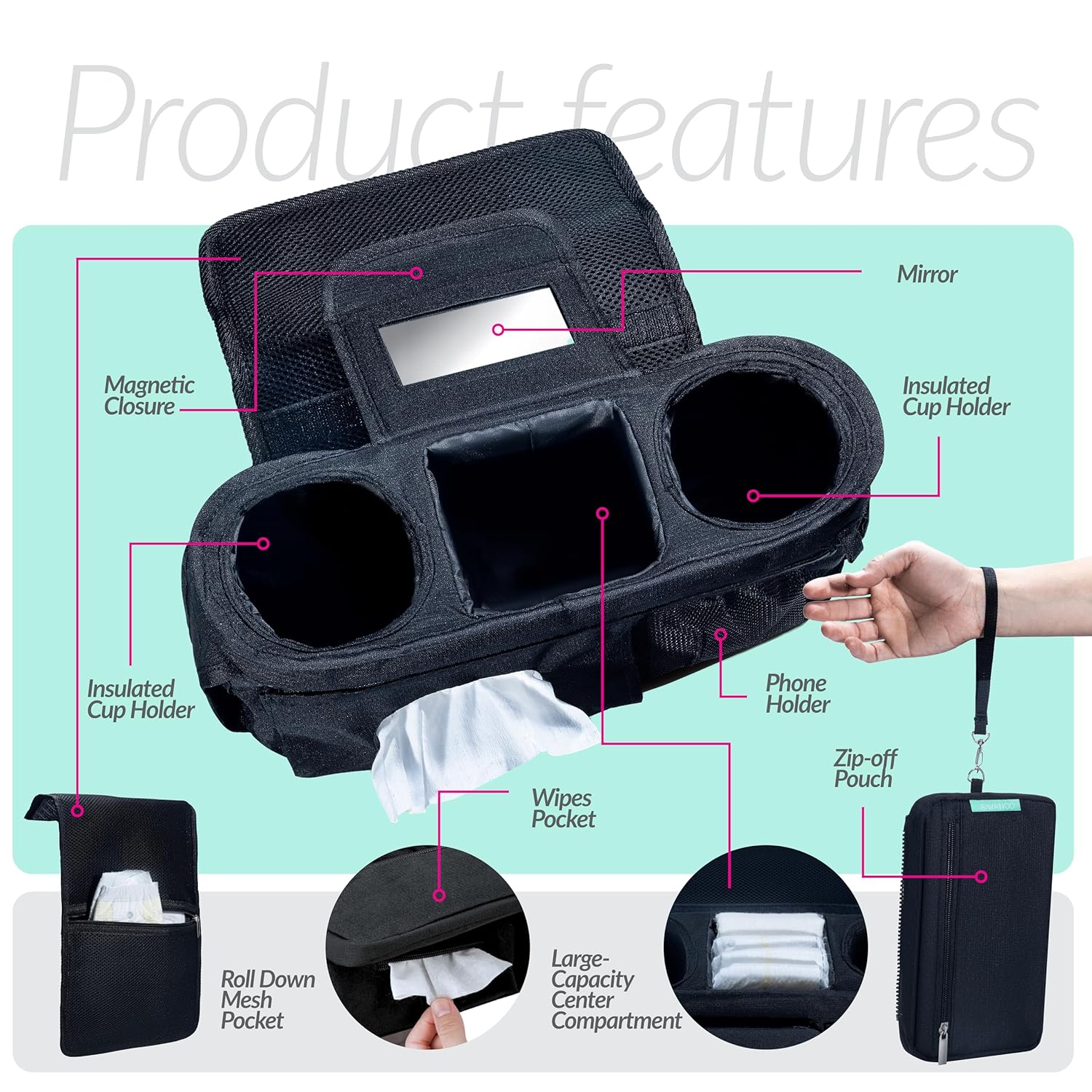 Swanoo Universal Stroller Organizer With Cup Holder