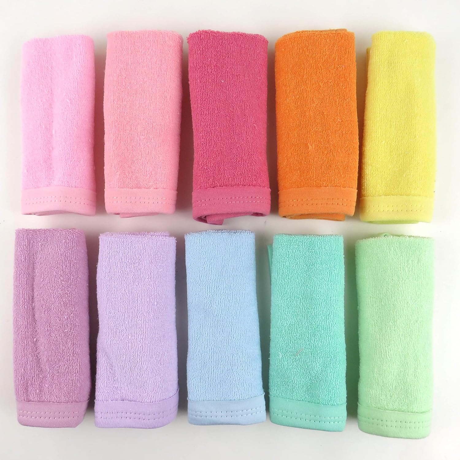 HonestBaby 10-Pack Organic Cotton Wash Cloths Rainbow Pinks