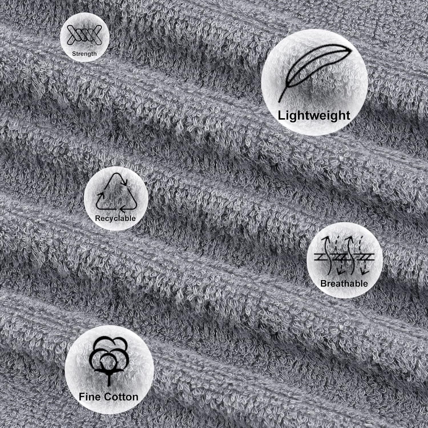 VIVANA Baby Washcloths 12 Pack Grey