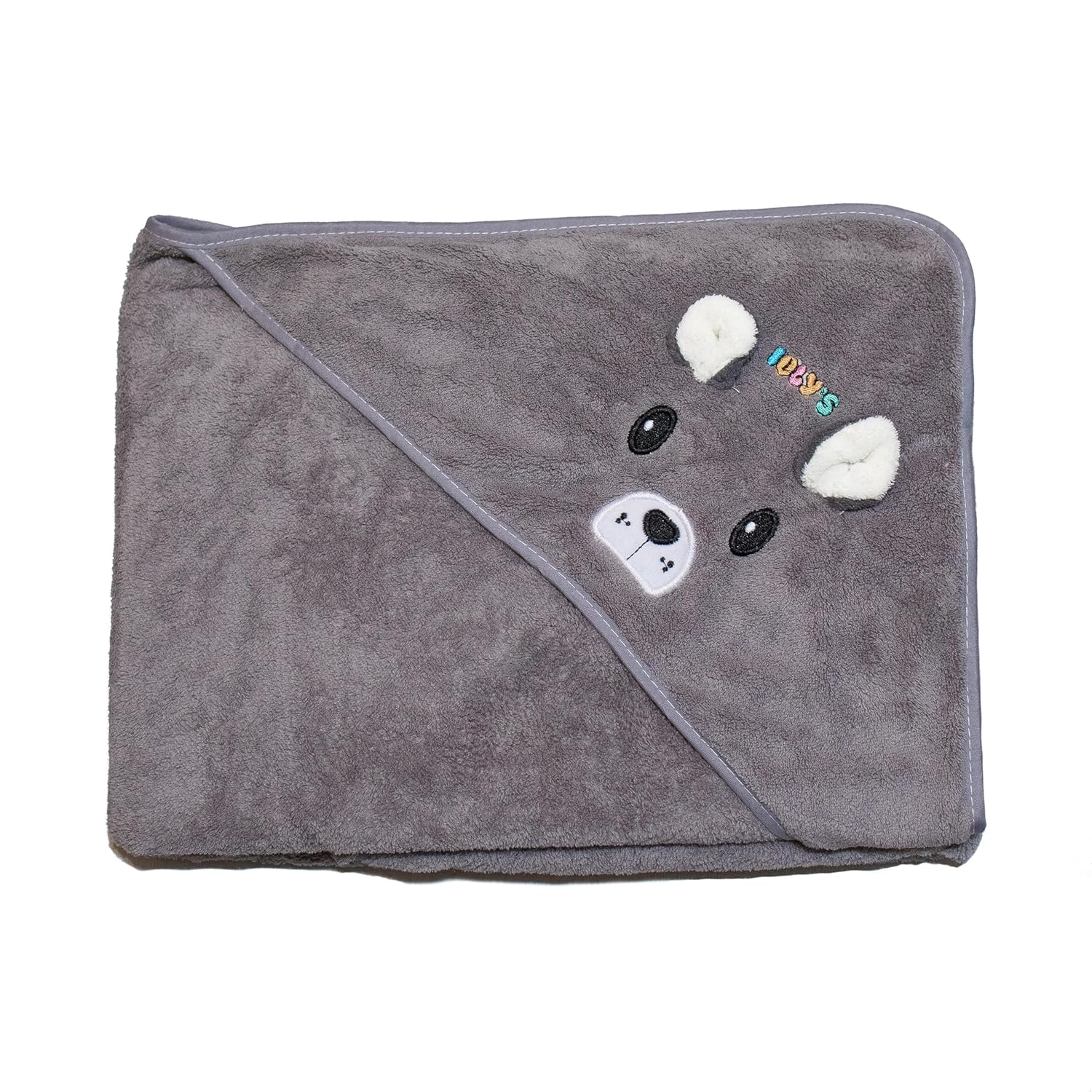 Iolys Hooded Baby Bath Towel 41x41 Large Grey