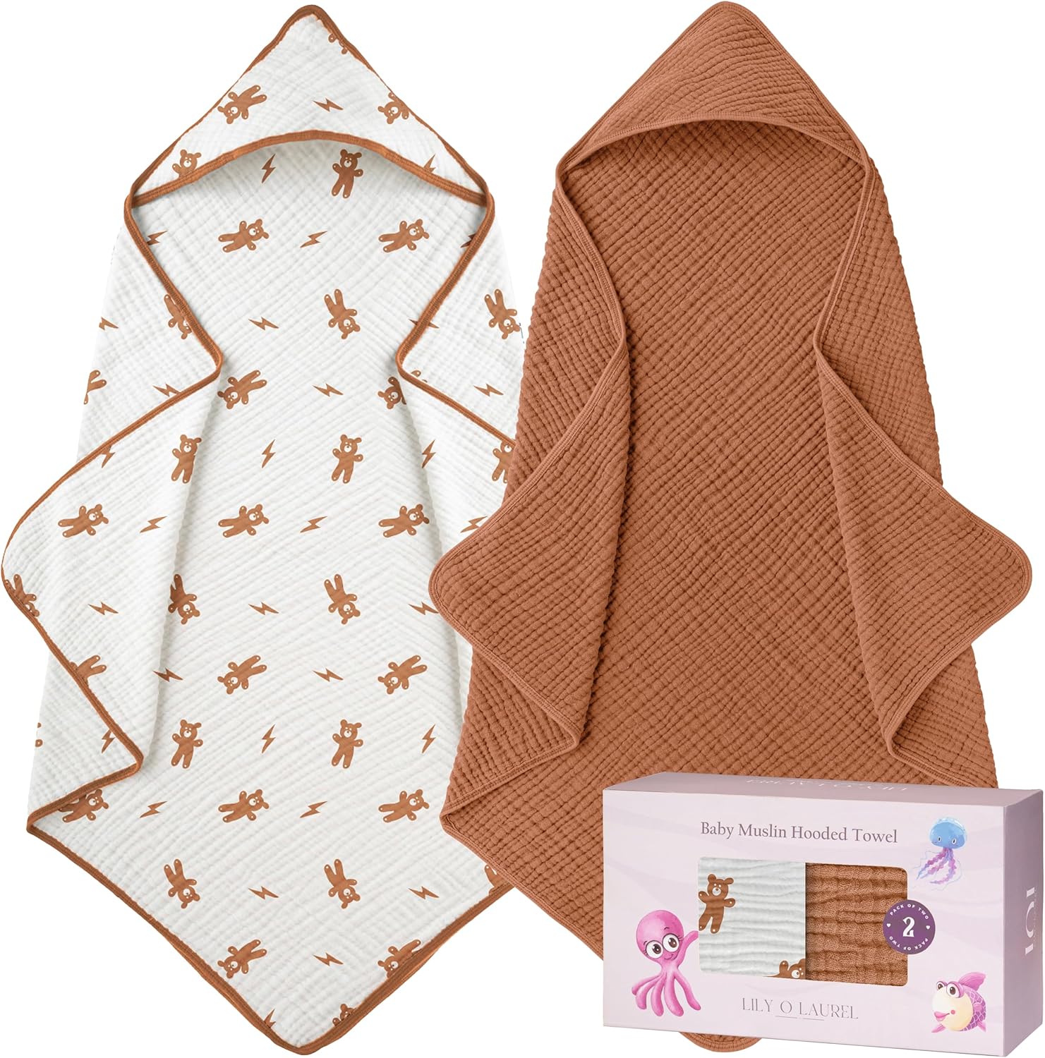 LILY O LAUREL Muslin Baby Towel Pack of 2