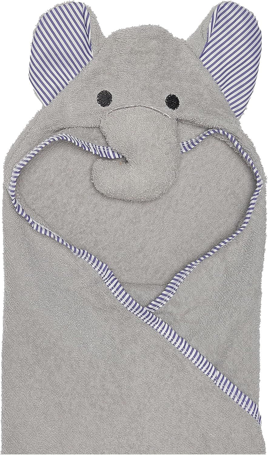 EVERYDAY KIDS Hooded Bath Towel - 3D Gray Elephant Soft Absorbent