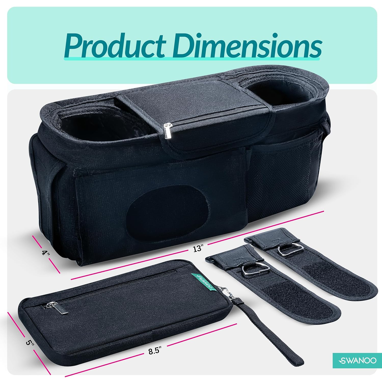 Swanoo Universal Stroller Organizer With Cup Holder