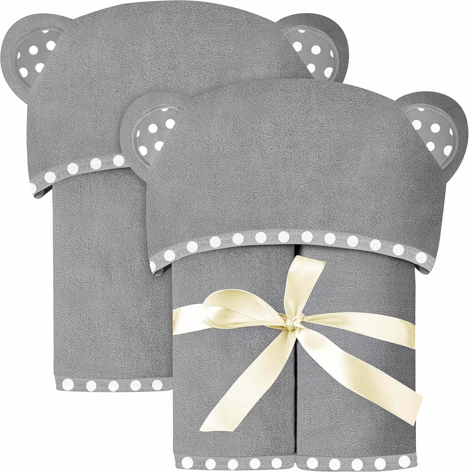 Set of 2 Hooded Baby Towels Grey 400 GSM