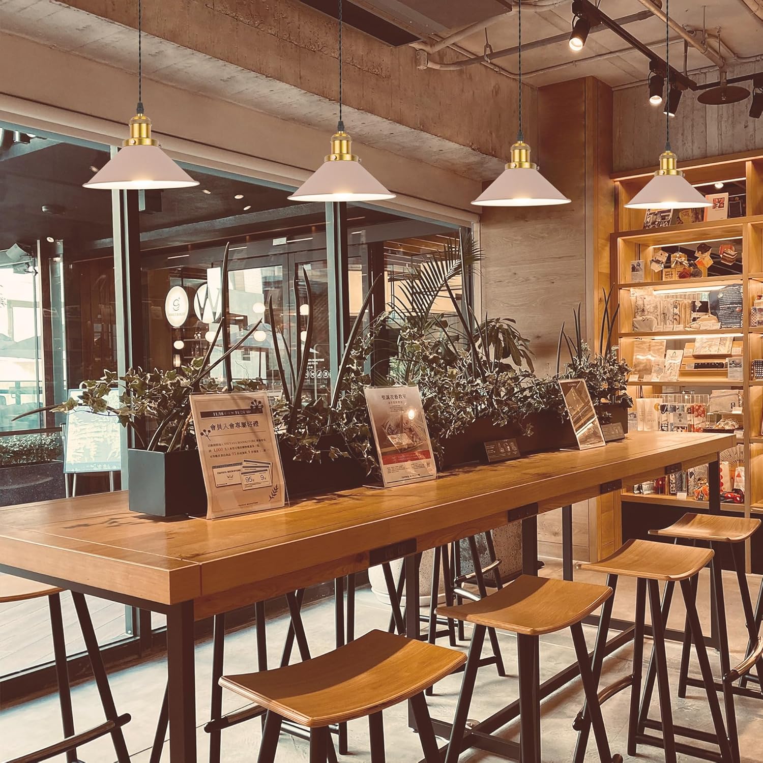 Adjustable Height Juno Track Pendant Lights in Antique Brass