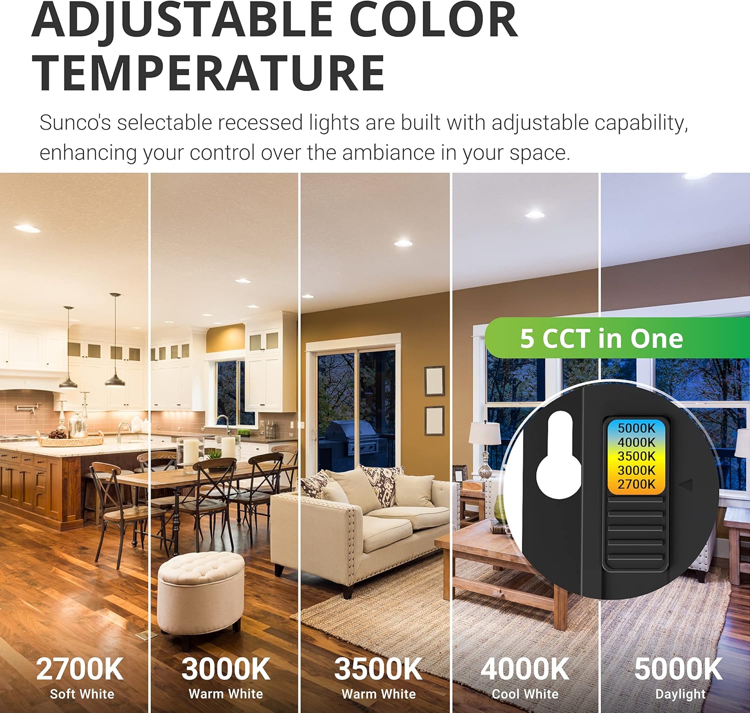 Sunco Lighting 6 Pack Recessed LED Gimbal 6 Inch 12W