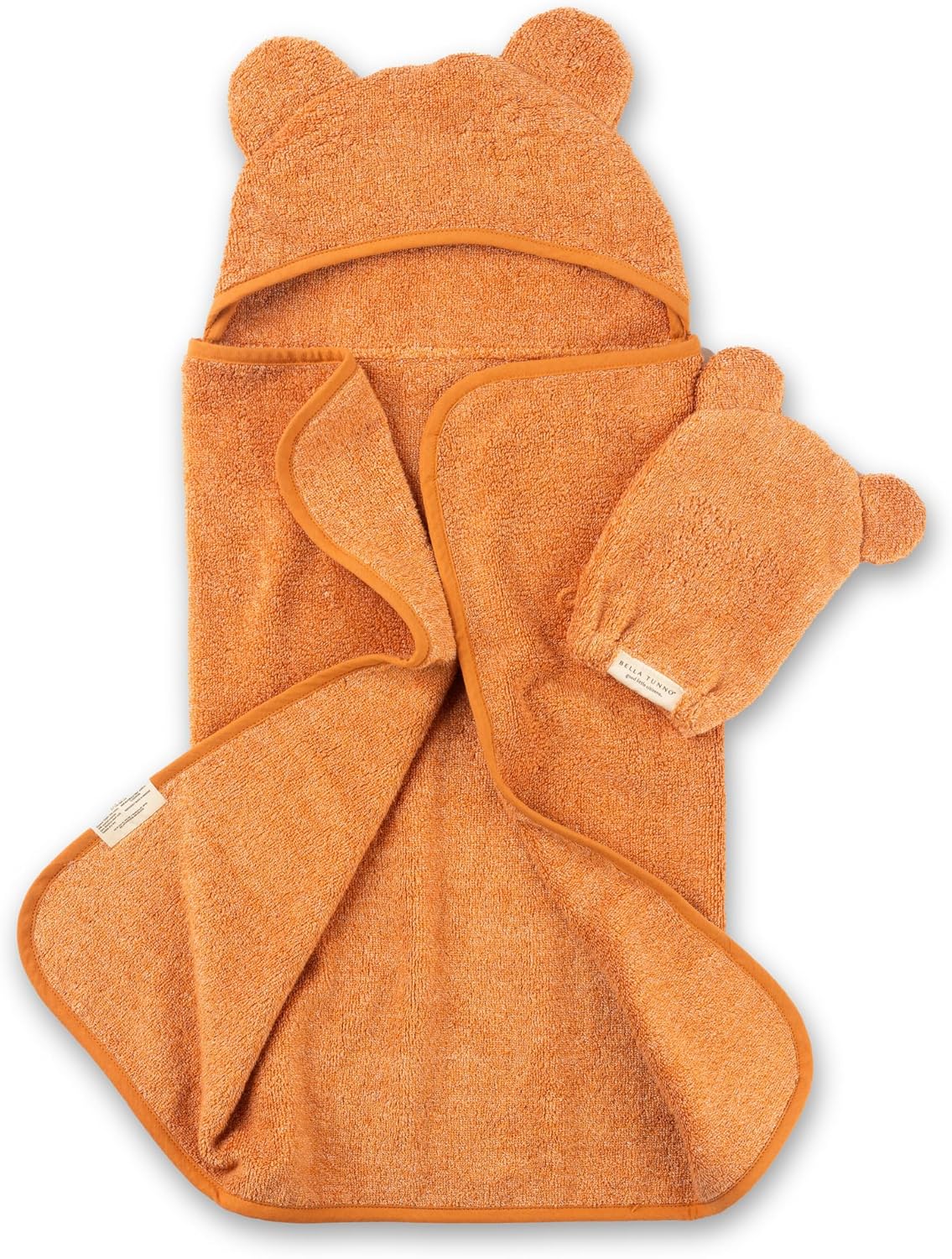 Bella Tunno Baby Bath Towel and Mitt Set - Pumpkin