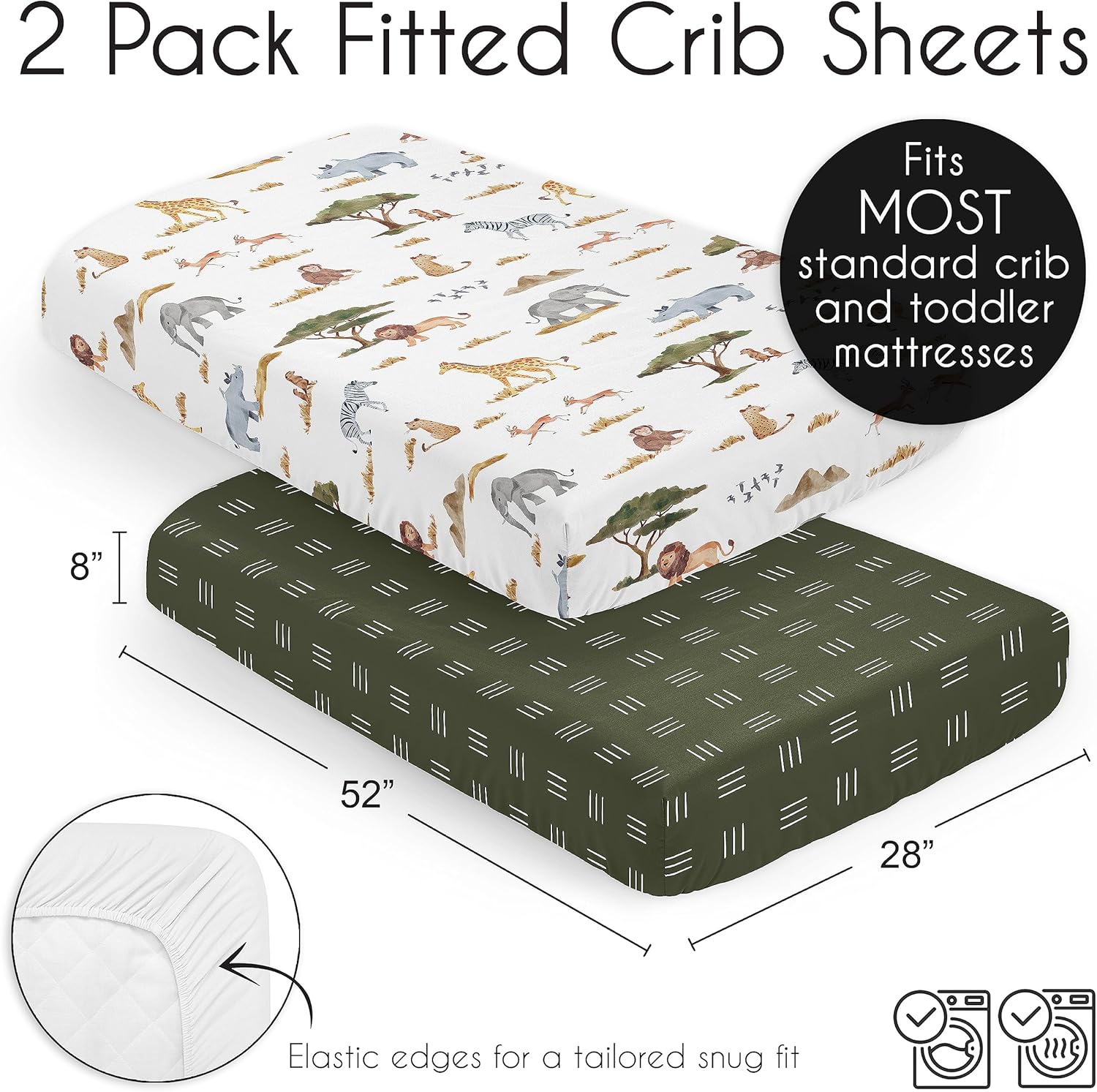 Sweet Jojo Designs Crib Sheet Set Jungle Animals 2 Pack