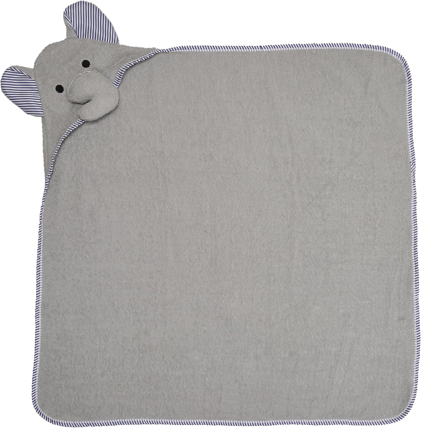 EVERYDAY KIDS Hooded Bath Towel - 3D Gray Elephant Soft Absorbent